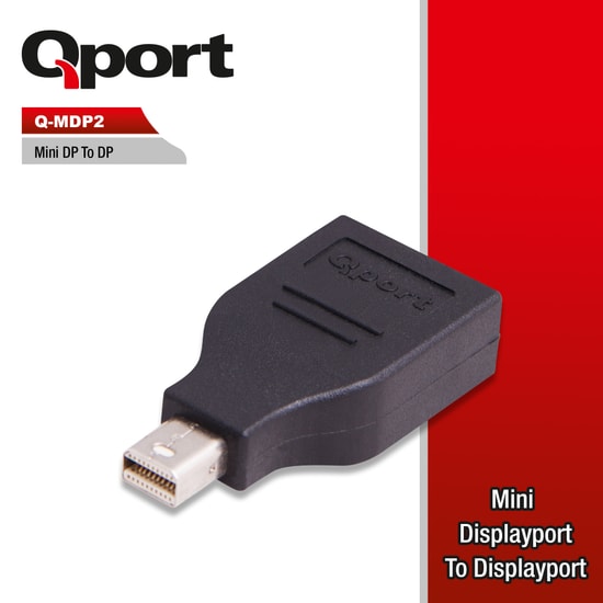 Qport Q-MDP2 Mini Display Port Erkek - Display Port Dişi Çevirici Adaptör, Mini DP to DP, Görüntü Aktarma Kablosu