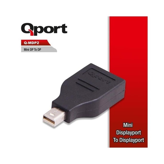 Qport Q-MDP2 Mini Display Port Erkek - Display Port Dişi Çevirici Adaptör, Mini DP to DP, Görüntü Aktarma Kablosu