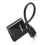 Dark HDMI to VGA Siyah Dönüştürücü (DK-HD-AHDMIXVGA4) - 10cm Kablo, HDMI Erkek VGA Dişi Adaptör, Ses Desteği Yok