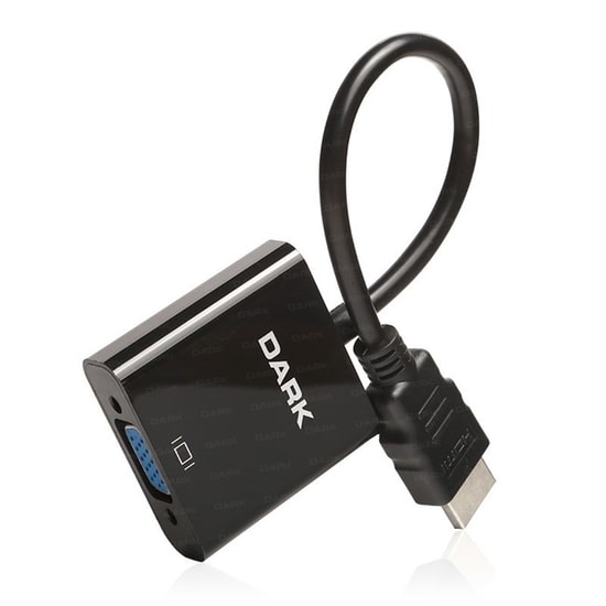 Dark HDMI to VGA Siyah Dönüştürücü (DK-HD-AHDMIXVGA4) - 10cm Kablo, HDMI Erkek VGA Dişi Adaptör, Ses Desteği Yok
