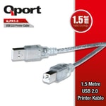 Qport Q-PR1.5 USB 2.0 Yazıcı Kablosu 1.5 Metre - Yüksek Hızlı Bağlantı, Güvenilir Performans ve Veri Aktarımı