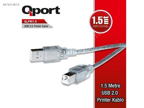 Qport Q-PR1.5 USB 2.0 Yazıcı Kablosu 1.5 Metre - Yüksek Hızlı Bağlantı, Güvenilir Performans ve Veri Aktarımı