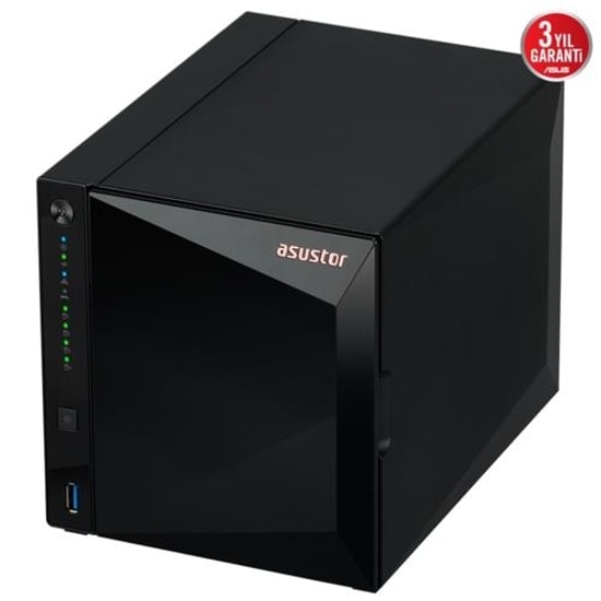 Asustor AS3304T V2 4 Yuvalı NAS Depolama - 1.7GHz İşlemci, 2GB DDR4 RAM, 2.5GbE Bağlantı, 3x USB 3.2, 4x22TB Destek