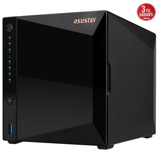 Asustor AS3304T V2 4 Yuvalı NAS Depolama - 1.7GHz İşlemci, 2GB DDR4 RAM, 2.5GbE Bağlantı, 3x USB 3.2, 4x22TB Destek
