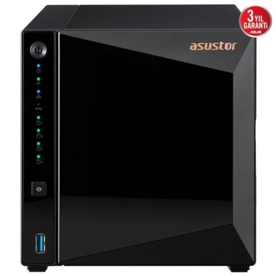 Asustor AS3304T V2 4 Yuvalı NAS Depolama - 1.7GHz İşlemci, 2GB DDR4 RAM, 2.5GbE Bağlantı, 3x USB 3.2, 4x22TB Destek