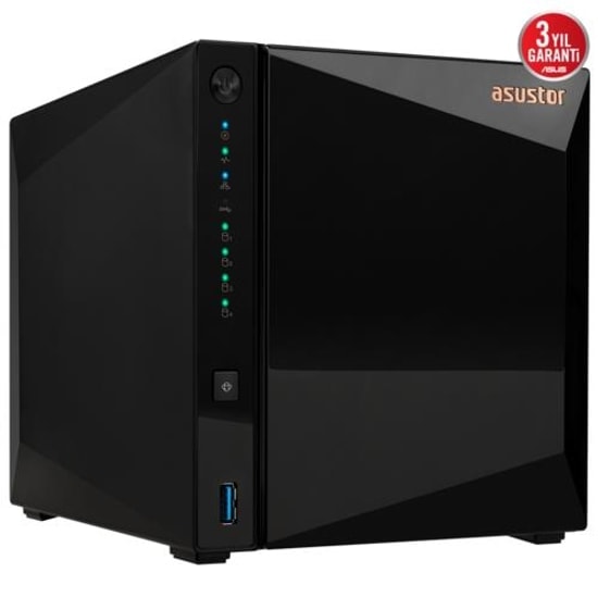 Asustor AS3304T V2 4 Yuvalı NAS Depolama - 1.7GHz İşlemci, 2GB DDR4 RAM, 2.5GbE Bağlantı, 3x USB 3.2, 4x22TB Destek