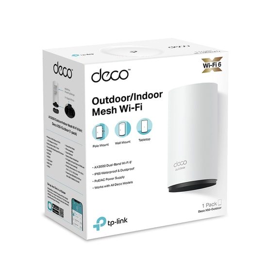 TP-Link Deco X50-Outdoor AX3000 Mesh Wi-Fi 6 Tekli Access Point Router - 574Mbps 2.4GHz, 2402Mbps 5GHz, PoE Gbit, IP65
