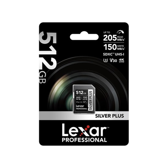 Lexar 512Gb Sd Professional Silver Plus Sdxc Uhs-I 205Mbs Okuma 150Mbs Yazma C10 V30 U3 LSDSIPL512G-BNNNG Kart Bellek