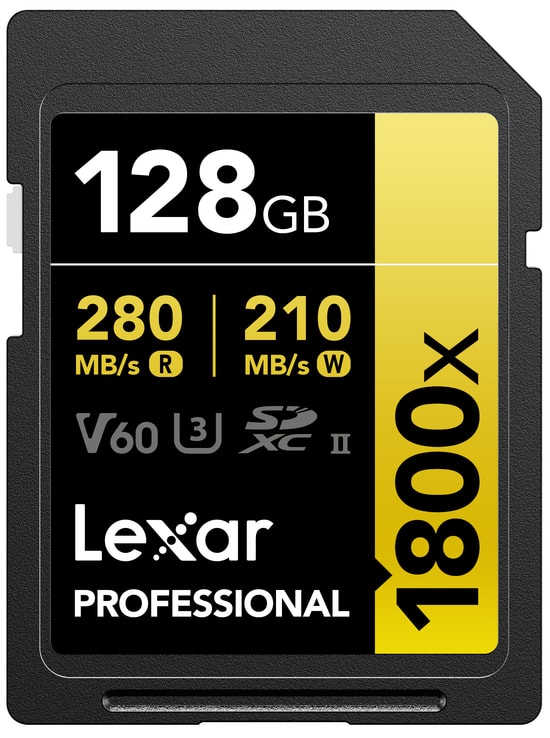 Lexar 128Gb Sd Professional 1800X Sdxc Uhs-II 280Mbs Okuma 210Mbs Yazma C10 V60 U3 LSD1800128G-BNNNG Kart Bellek