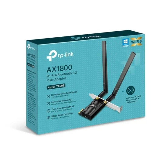 Tp-Link Archer TX20E AX1800 Dual Band Wi-Fi 6 Bluetooth 5.2 1201Mbps 5Ghz 574Mbps 2.4Ghz Pci Express Ağ Adaptörü