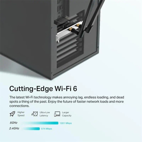 Tp-Link Archer TX20E AX1800 Dual Band Wi-Fi 6 Bluetooth 5.2 1201Mbps 5Ghz 574Mbps 2.4Ghz Pci Express Ağ Adaptörü