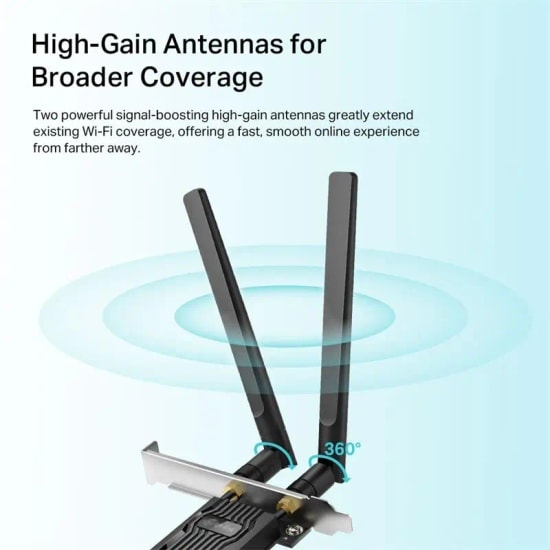 Tp-Link Archer TX20E AX1800 Dual Band Wi-Fi 6 Bluetooth 5.2 1201Mbps 5Ghz 574Mbps 2.4Ghz Pci Express Ağ Adaptörü