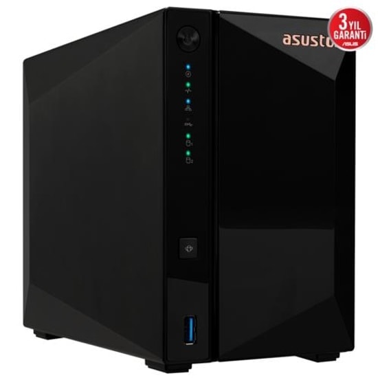 Asustor AS3302T V2 2 Yuvalı NAS Depolama - Realtek RTD1619B, 2GB DDR4, 2.5GbE, 3x USB 3.2, 4x22TB Destekli