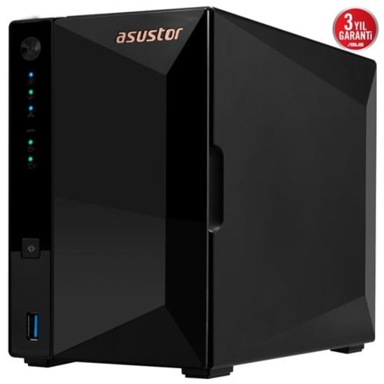 Asustor AS3302T V2 2 Yuvalı NAS Depolama - Realtek RTD1619B, 2GB DDR4, 2.5GbE, 3x USB 3.2, 4x22TB Destekli