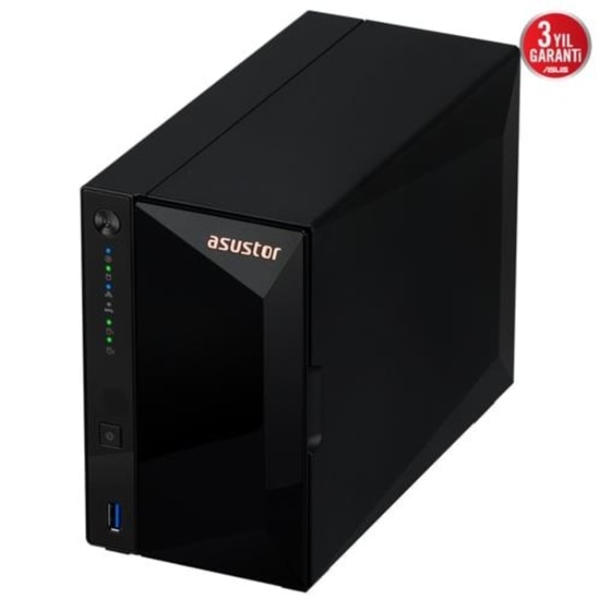 Asustor AS3302T V2 2 Yuvalı NAS Depolama - Realtek RTD1619B, 2GB DDR4, 2.5GbE, 3x USB 3.2, 4x22TB Destekli