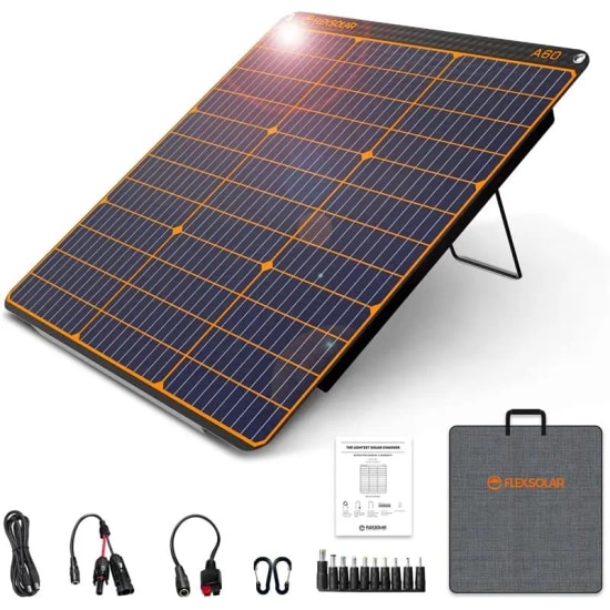 FlexSolar A60 60W Taşınabilir Güneş Paneli - Yüzde 22 Verim, Solar Monokristal Hücre, USB ve DC Çıkışlı, Katlanabilir