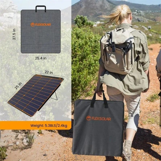 FlexSolar A60 60W Taşınabilir Güneş Paneli - Yüzde 22 Verim, Solar Monokristal Hücre, USB ve DC Çıkışlı, Katlanabilir