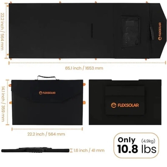 Flexsolar C120 Taşınabilir Güneş Paneli 120W - Yüksek Verimli Monokristal Hücre, Katlanabilir Tasarım, Hafif Yapı