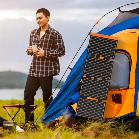 Flexsolar S40 Taşınabilir Güneş Paneli 40W - Yüksek Verimli Monokristal Hücre, USB Çıkışlı, Katlanabilir Tasarım