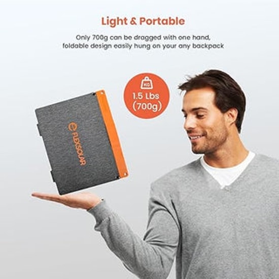 Flexsolar S20 20W Taşınabilir Güneş Paneli - Yüksek Verimli Monokristal Hücre, Çift USB Çıkışlı, Katlanabilir Tasarım