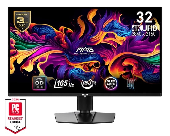 MSI MAG 321UP QD-OLED 31.5" 4K 165Hz 0.03ms Flat Gaming Monitör - UHD, FreeSync Premium Pro, HDMI 2.1, Pivot