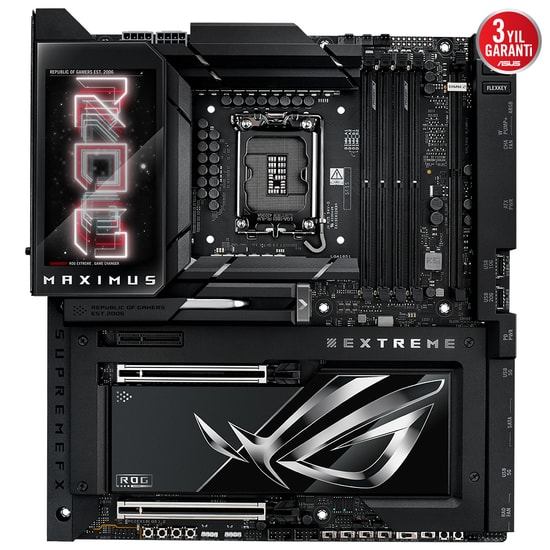 Asus Rog Maximus Z890 Extreme Intel Z890 LGA1851 DDR5 8800 Hdmi 2xThunderbolt5 6xM2 Usb3.2 WiFi 7 BT Aura Ana Kart
