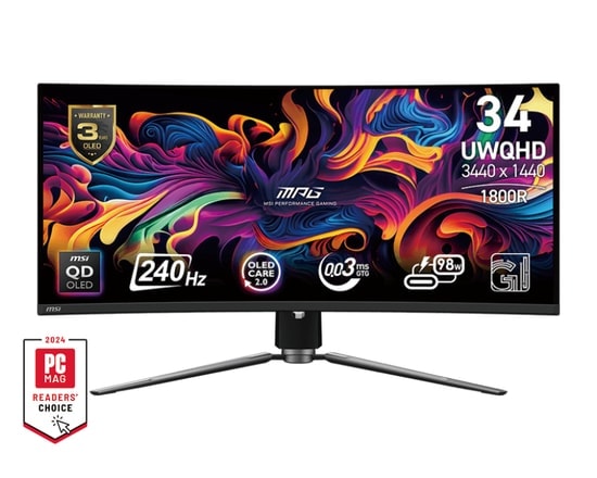 MSI MPG 341CQPX QD-OLED 34" UWQHD 240Hz 0.03ms Curved Gaming Monitör - 3440x1440, 1800R, FreeSync Premium Pro