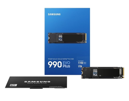 Samsung 990 EVO Plus 1TB NVMe M.2 NAND SSD (MZ-V9S1T0BW) - PCI3 Gen 4x4 / 5x2, 7250/6300MB/s Okuma/Yazma, SMART Desteği