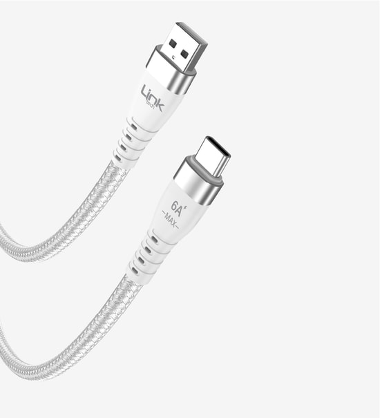 Linktech K654 Premium 120W Örgülü Metal Başlı Tip-C Şarj Kablosu