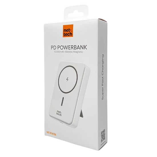Nettech NT-PW38 Beyaz 15W Magsafe 10000 mAh Powerbank - Kablosuz Hızlı Şarj, Type-C Kablo