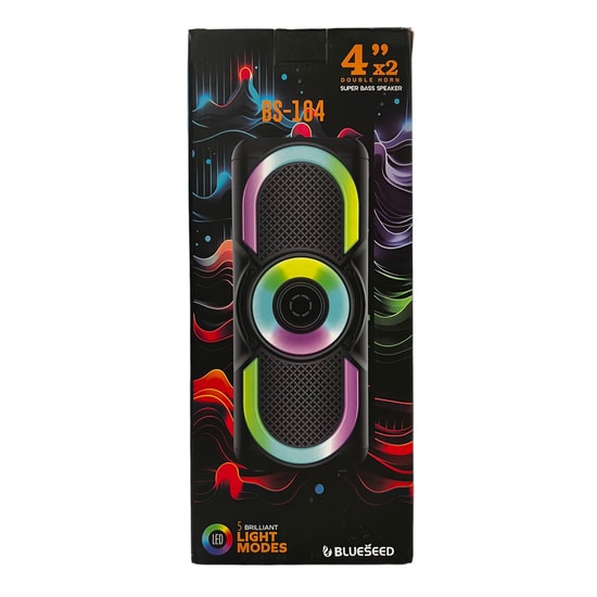 Blueseed BS-104 PartyBox Bluetooth Hoparlör - Siyah, Wireless, Taşınabilir Speaker, LED Işıklı, 10 Metre Çekim Mesafeli