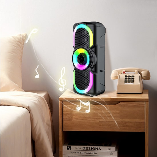 Blueseed BS-104 PartyBox Bluetooth Hoparlör - Siyah, Wireless, Taşınabilir Speaker, LED Işıklı, 10 Metre Çekim Mesafeli