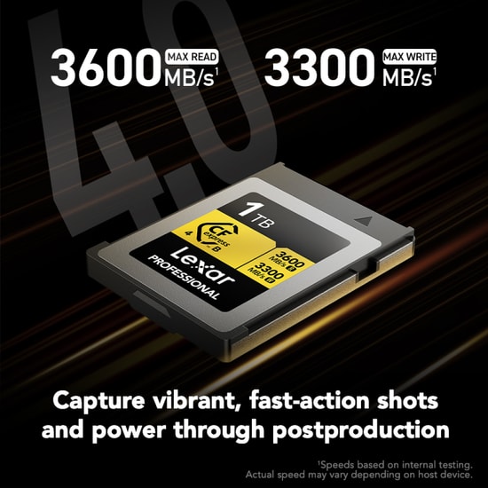 Lexar 1Tb LCXEXP4001T-RNENG CF-Exp Professional Gold Series CF Express Type-B 3600Mbs Okuma 3300Mbs Yazma Kart Bellek