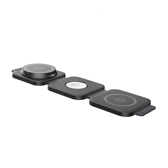 Nettech NT-WCH03 Siyah 3'ü 1 Arada 18W Hızlı Kablosuz Şarj Standı - Akıllı Telefon, Saat ve Airpods Şarjı