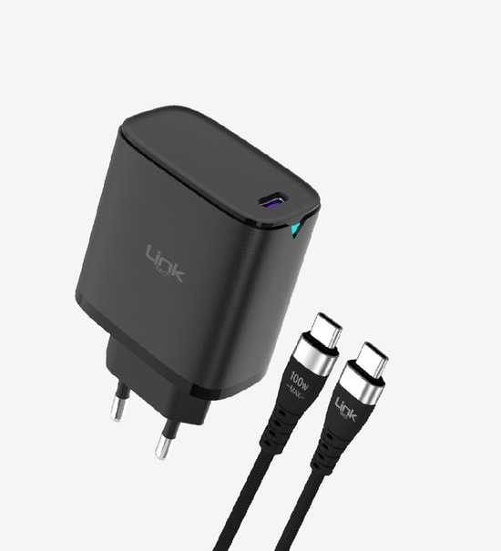 Linktech C316 Safe Gan Tip-C Kablolu 45W Hızlı Şarj Adaptörü Şarj Aleti
