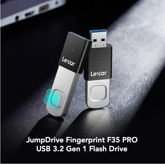 Lexar 256Gb Flash Drive JumpDrive F35 Pro Fingerprint Usb 3.2 Gen1 400Mbs / 350Mbs LJDF35P256G-RNBNG Usb Hafıza