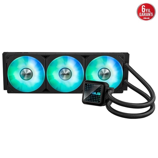 Asus Prime LC 360 ARGB 360mm İşlemci Sıvı Soğutucu - 3x120mm PWM Fan, Aura Sync, LCD Ekran, 6 Yıl Garanti Kapsamı