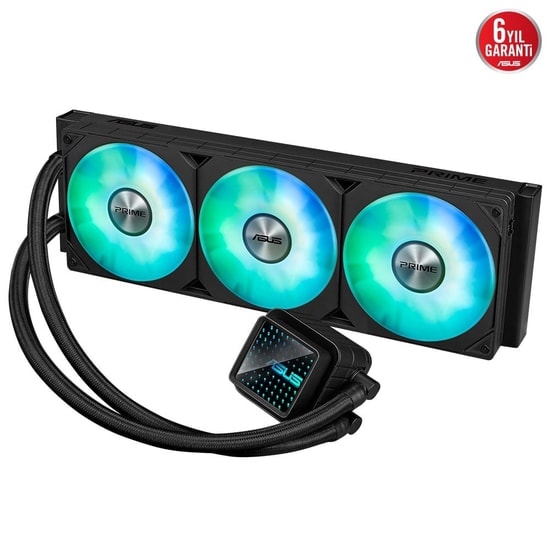 Asus Prime LC 360 ARGB 360mm İşlemci Sıvı Soğutucu - 3x120mm PWM Fan, Aura Sync, LCD Ekran, 6 Yıl Garanti Kapsamı