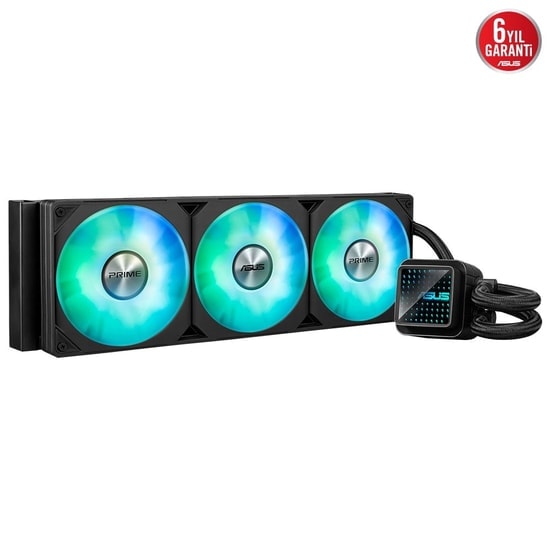 Asus Prime LC 360 ARGB 360mm İşlemci Sıvı Soğutucu - 3x120mm PWM Fan, Aura Sync, LCD Ekran, 6 Yıl Garanti Kapsamı