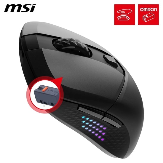 MSI Versa 300 Elite Kablosuz Oyuncu Mouse - 26000 DPI, 2.4GHz, Bluetooth 5.3, RGB, 6 Tuşlu, Şarjlı Optik Tasarım