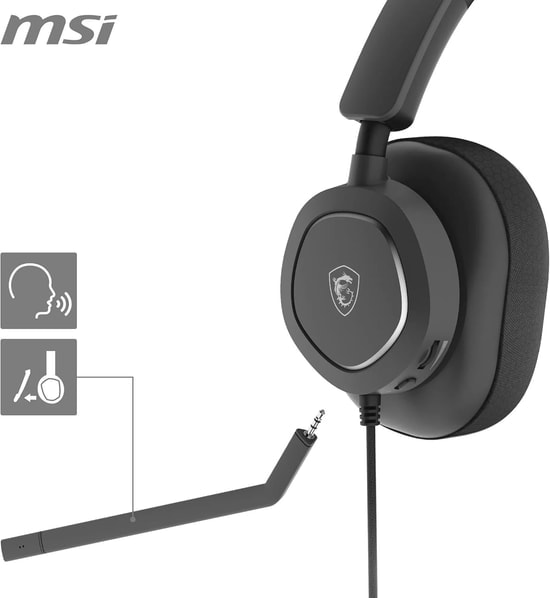 MSI Maestro 300 Kablolu Oyuncu Kulaklığı (MAESTRO 300) - Type-C Bağlantı, 40mm Sürücü, Çıkarılabilir Mikrofon