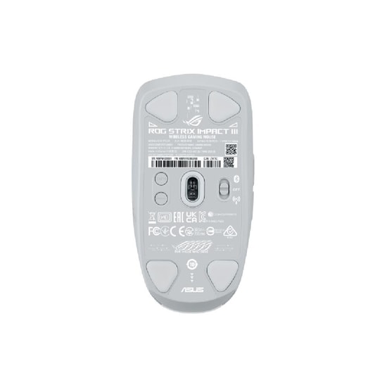 Asus Rog Strix Impact III Wireless Mouse Beyaz - 36000DPI, 2.4GHz, Bluetooth, Değiştirilebilir Switch, Ultra Hafif