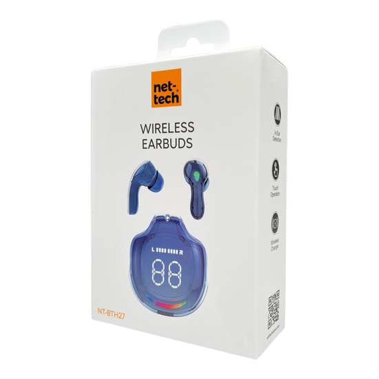 Nettech NT-BTH27 Mavi Bluetooth Kulaklık - Kulakiçi, Mikrofonlu, 10m Bluetooth Mesafesi, 24 Ay Garanti