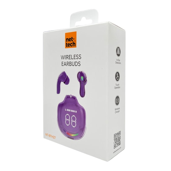 Nettech NT-BTH27 Lila Kulakiçi Bluetooth Kulaklık - 5.0 Versiyon, 10m Çekim Mesafesi, Mikrofonlu, NT-107865