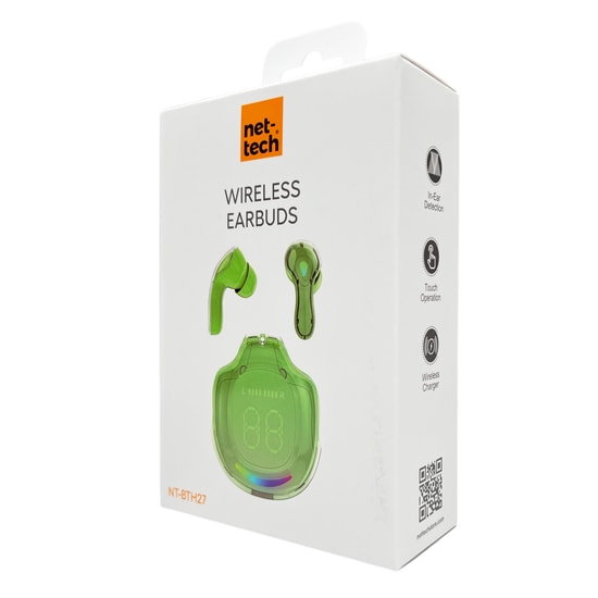 Nettech NT-BTH27 Yeşil Kulakiçi Bluetooth Kulaklık - 900mAh Pil, Mikrofonlu, Gürültü Önleme, BT 5.0