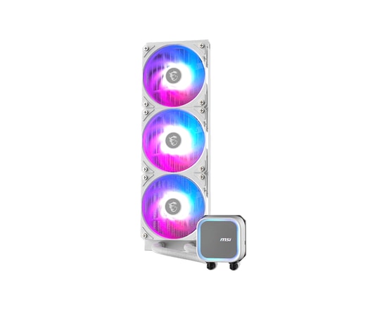 MSI MAG CoreLiquid A13 360 Beyaz Sıvı İşlemci Soğutucu - LGA1700/AM4 Uyumlu, 63CFM, 3x12cm ARGB Fan, 3800RPM Bakır Plaka