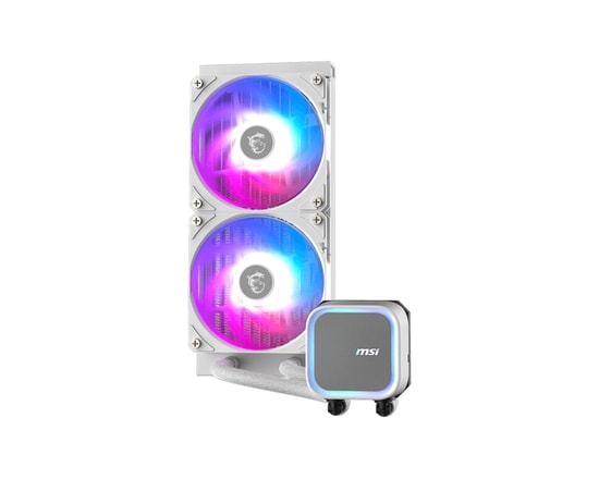 MSI MAG Coreliquid A13 240 Beyaz Sıvı İşlemci Soğutucu - 2x120mm ARGB Fan, 63 CFM, 3800 RPM, Bakır Plaka, Rifle Rulmanlı