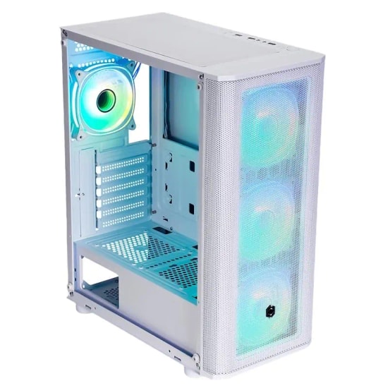 Frisby CM-106 650W 80+ ARGB Fanlı Beyaz Mesh Gaming Kasa - ATX, Micro ATX, Mini ITX, 4x120mm ARGB Fan, Temperli Cam
