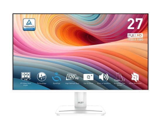 MSI PRO MP275W E2 27" 1920x1080 (FHD) 120Hz 1ms Adaptive-Sync IPS Flat Beyaz Monitör - 16:9, HDMI, DP