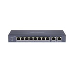 Hikvision DS-3E0310P-E/M 8 Port 10/100 Mbps PoE Switch - 60W PoE Bütçesi, Metal Kasa, Masaüstü, Fansız, Tak-Çalıştır
